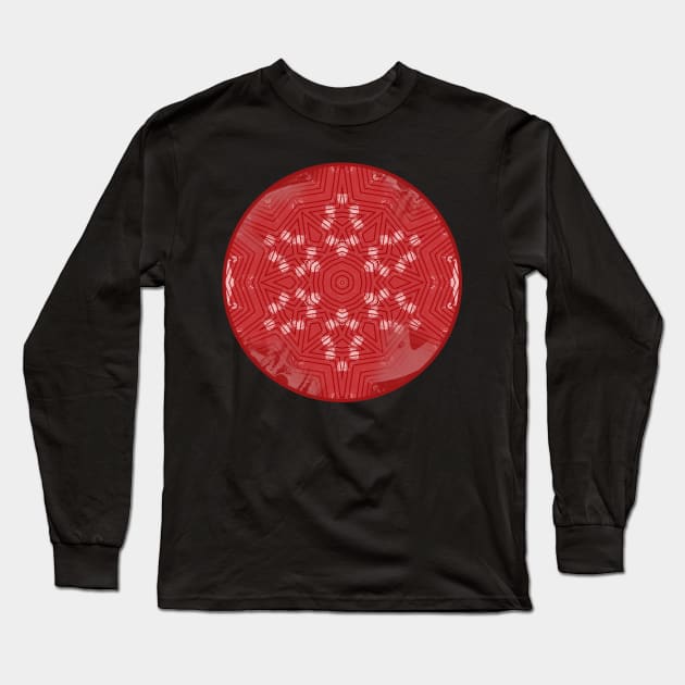 Round red and pink kaleidoscope Long Sleeve T-Shirt by hereswendy